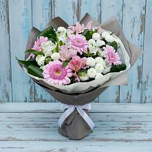 Букет цветов из:  Герберы, Альстромерии и Хризантемы в Нижнем Карачане