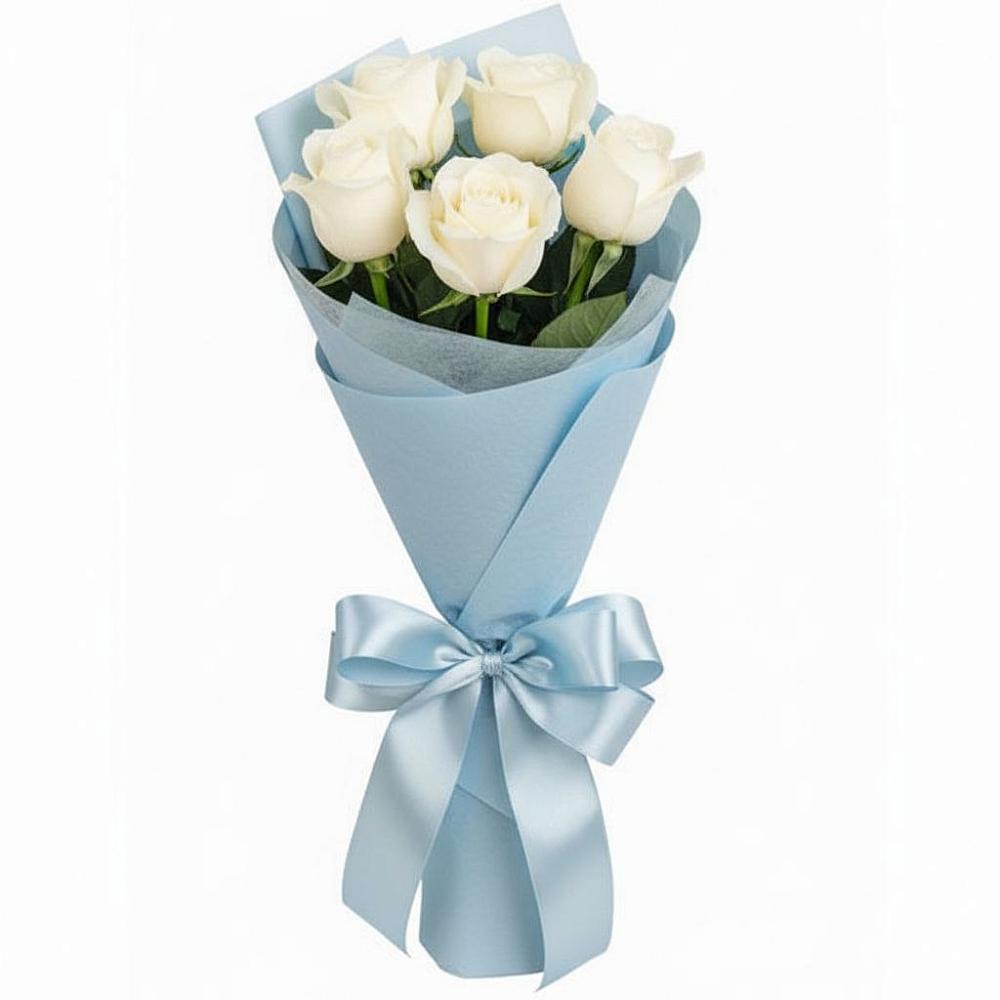 Букет 5 Белых роз Проуд в Нижнем Карачане