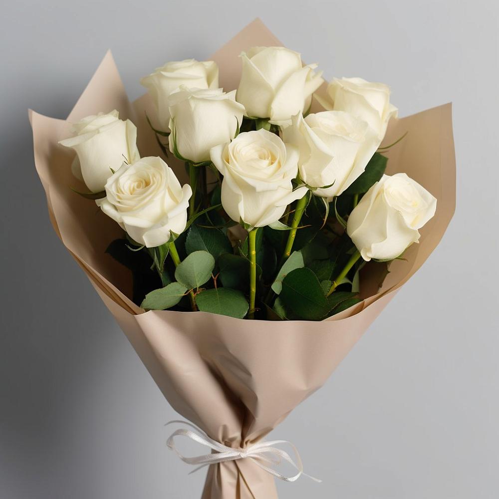 Букет 9 Белых роз Эдлесс Лав в Нижнем Карачане