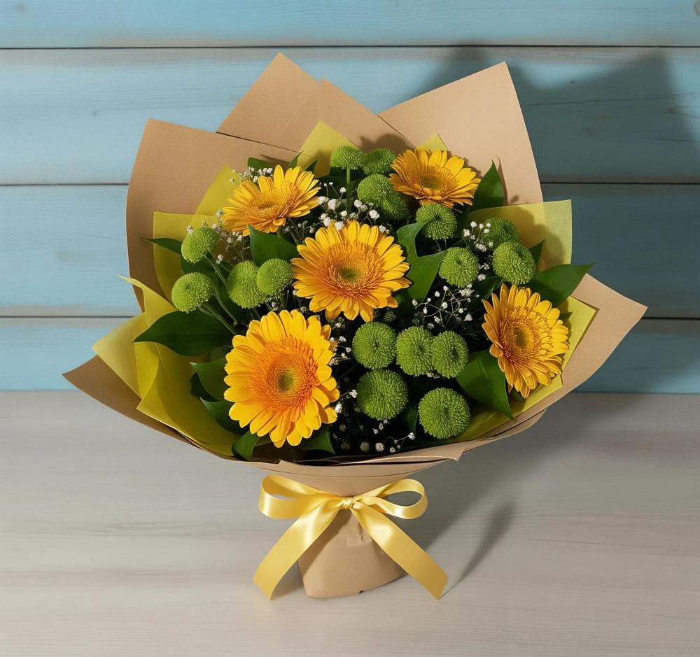 Букет цветов из: Герберы и Хризантемы в Нижнем Карачане