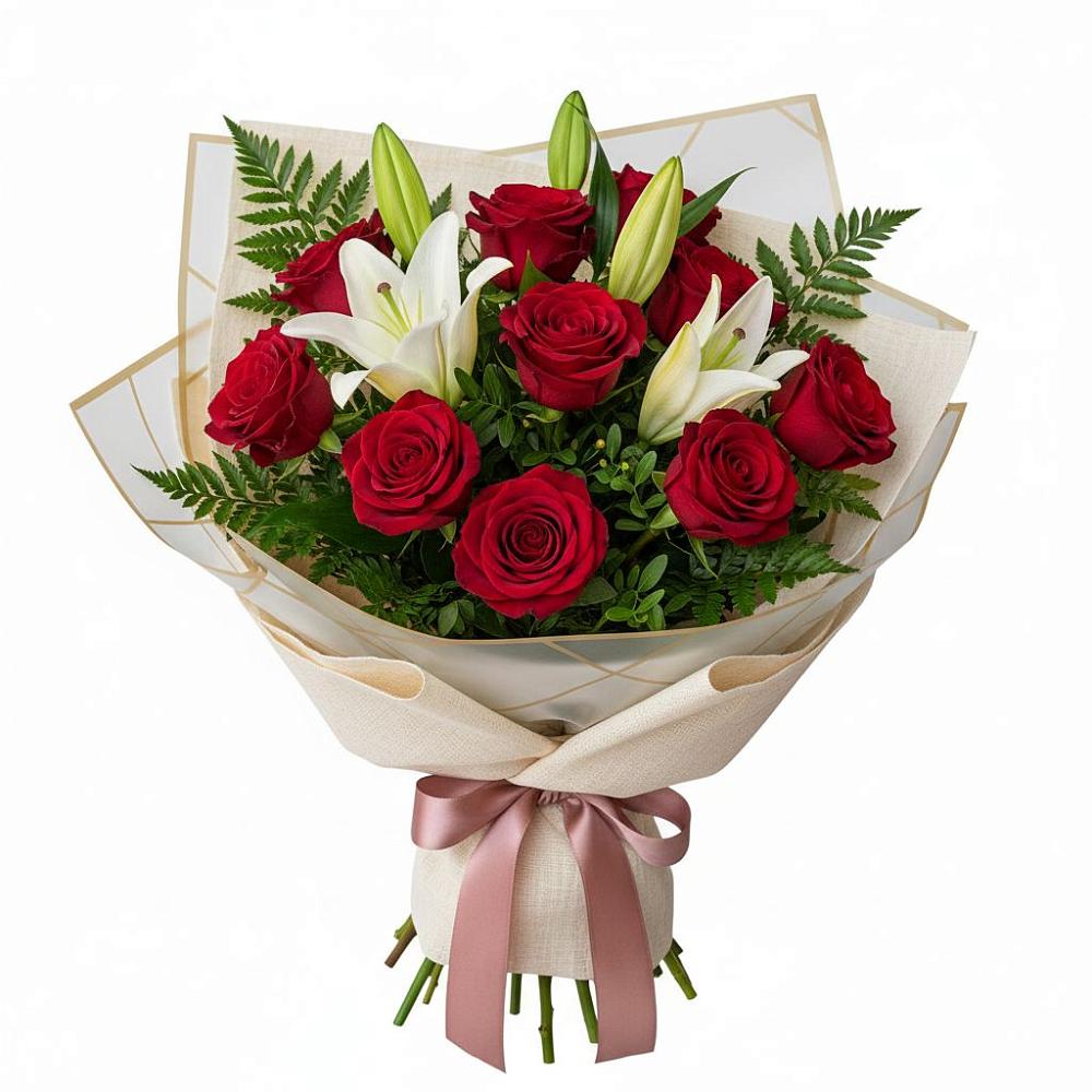 Букет цветов из: Лилии и Розы в Нижнем Карачане