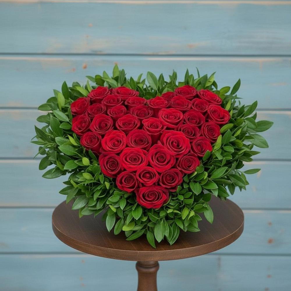 Цветочная композиция из Розы в виде сердца в Нижнем Карачане