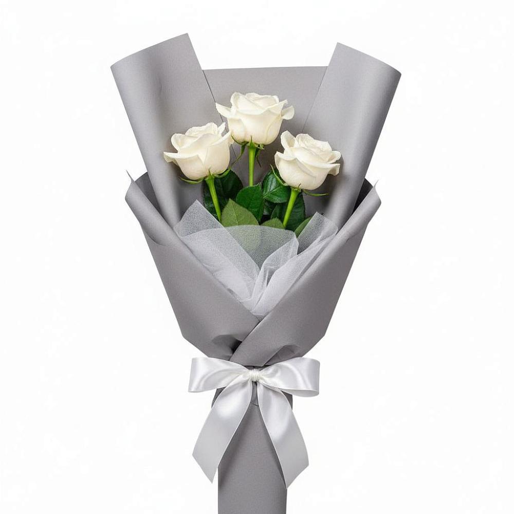 Букет 3 белые розы в Нижнем Карачане