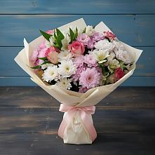 Букет цветов из:  Хризантемы, Альстромерии и Розы #REPLACE_PRED# Нижнем Карачане