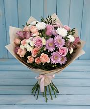 Букет цветов из:  Хризантемы, Розы и Альстромерии #REPLACE_PRED# Нижнем Карачане