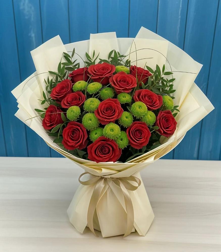 Букет цветов из: Розы и Хризантемы в Нижнем Карачане