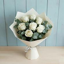Букет Белые розы в Эвкалипте #REPLACE_PRED# Нижнем Карачане