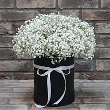 Цветочная композиция из Гипсофила в шляпной коробке в Нижнем Карачане